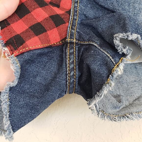 Blackheart Red & Black Buffalo Plaid Panel Low Rise Shorts Juniors 9 Summer - Picture 3 of 11